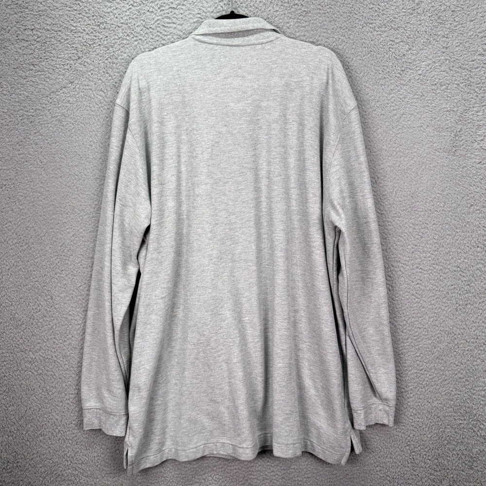 LL Bean Shirt Mens XXL Tall Gray Long Sleeve Pique Polo Traditional Fit Everyday - Picture 3 of 9